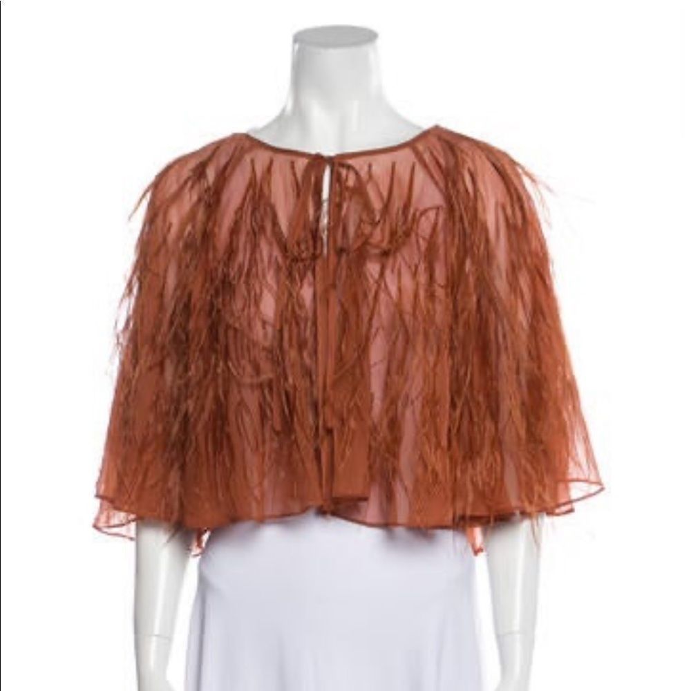 rebecca silk ostrich feather jacket - Picture 4 of 7